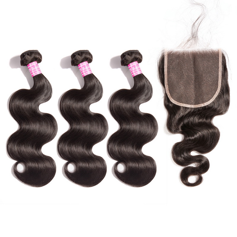 Virgin Body Wave Hair Bundles With 6x6 Transparent/HD Lace Closure